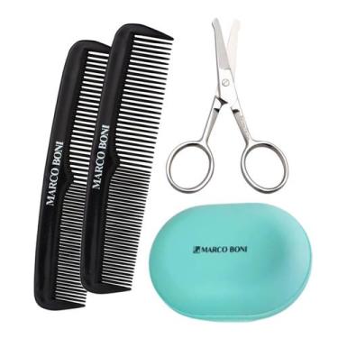 Imagem de Kit 2 Pentes + Saboneteira + Tesoura Pelos Nariz Marco Boni, Colorido