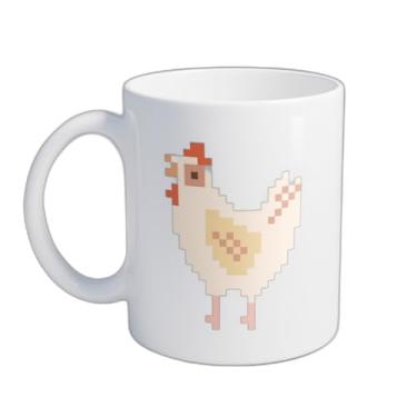 Imagem de Caneca Xícara de Café Porcelana 300ml Desenho Cute Pixel Art Galinha