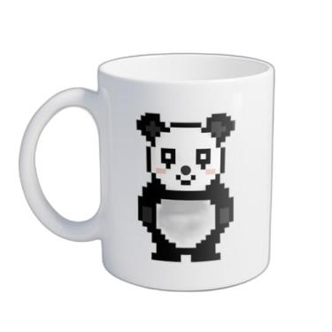 Imagem de Caneca Xícara de Café Porcelana 300ml Desenho Panda Arte de Pixel