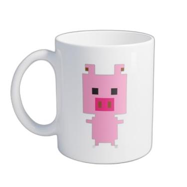 Imagem de Caneca Xícara de Café Porcelana 300ml Design Logotipo Jogo de Bits de Porco