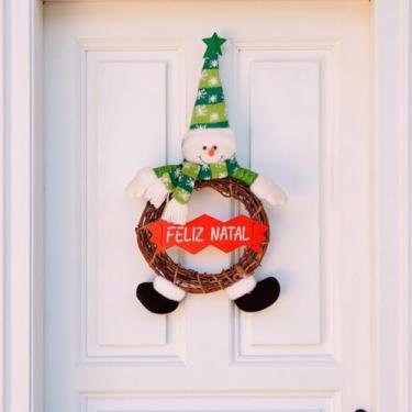 Imagem de Guirlanda Natalina de Madeira 40cm com Placa Feliz Natal