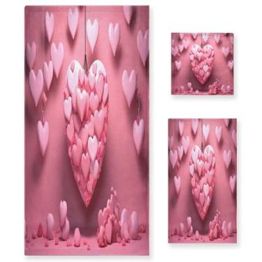 Imagem de Wassud Conjunto de 3 toalhas de banho de decoração romântica para dia dos namorados, toalhas super macias e absorventes para banheiro, toalhas de banho de secagem rápida, toalha de banho para academia