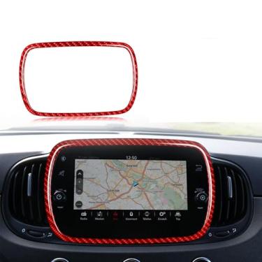 Imagem de FINMOKAL Painel de painel de navegação de painel de painel de painel de fibra de carbono compatível com Fiat Série 500 Abarth 2016-2024 (vermelho)
