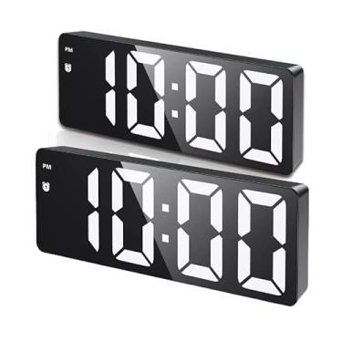 Imagem de Relógio Despertador Digital LED de Mesa com Tela Grande, Alarme Audível e Display de Temperatura, Carregamento USB, Design Compacto Preto para Quarto, Escritório e Dormitório (2 unidades)