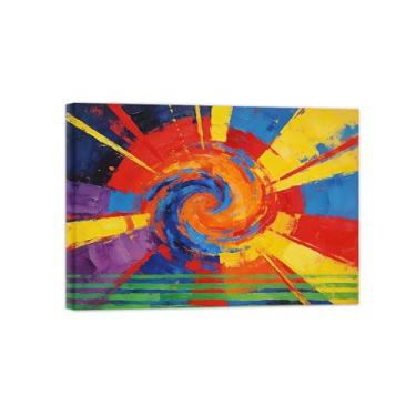 Imagem de Impressões abstratas em tela-Quadro texturizado para parede-Paisagem colorida 2-Pintura moderna para sala de estar 30x40cm Tela Embrulhada