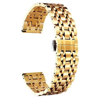 Imagem de BINLUN Pulseira de Relógio de Aço Inoxidável Pulseira de Reposição 7 Cores para Mulheres e Homens (Dourado, Prata, Preto, Ouro Rosa, Tom Dourado, Tom Dourado Rosa, Tom Preto) Tamanho 13 (12mm-24mm)