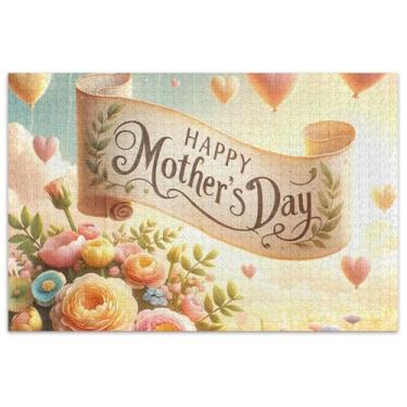 Imagem de Quebra-cabeças Feliz Dia das Mães para adultos 1000 peças com estampa de animais e flores presentes de elefantes brancos