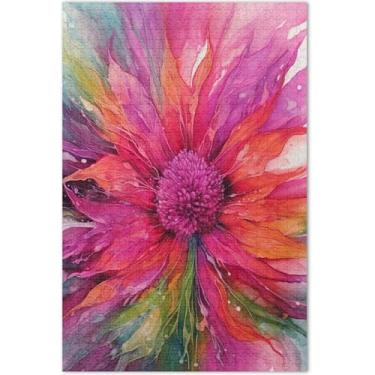 Imagem de Quebra-cabeça de flores silvestres com pintura vibrante para adultos, 500 peças, cenário floral, família, presentes engraçados