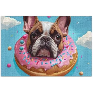 Imagem de Quebra-cabeça fofo de buldogue de desenho animado, 1000 peças para adultos, arte, brinquedo, pintura, quebra-cabeça divertido, elefante branco