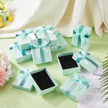 Imagem de 1 caixa de presente de papel de papelão com laço 9 x 7 cm retangular organizador de joias brinco pulseira anéis caixas de armazenamento dia dos namorados aniversário casamento aniversário joias