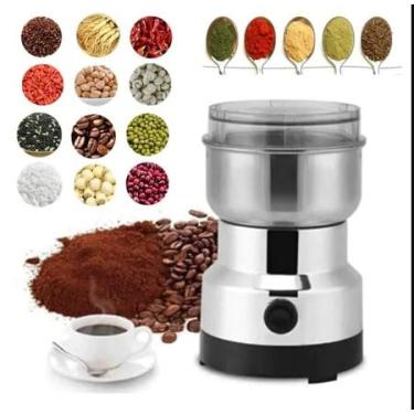 Imagem de Moedor Triturador Elétrico de Grãos, Café e Temperos, 150W, 300ml, Aço Inoxidável, Prata, 110V