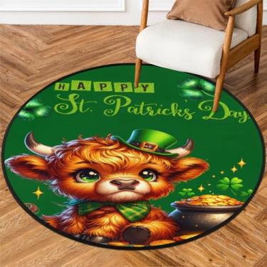 Imagem de Tapete redondo pequeno de 1,5 m para o dia de São Patrício, tapete circular antiderrapante, lavável, tapete circular para quarto, sala de estar, berçário, cozinha, banheiro, entrada, decoração de casa