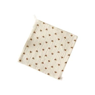 Imagem de 1 pacote com toalhas de rosto para recém-nascidos, 24 x 24 cm, lenços absorventes para bebês, lenços umedecidos de saliva para crianças, meninos e meninas, laváveis e reutilizáveis (coração)