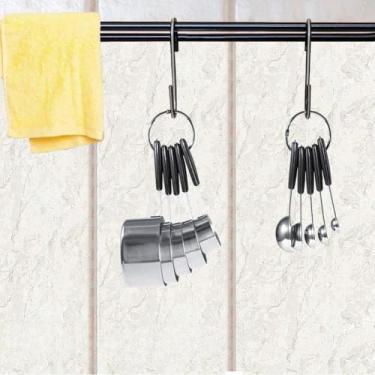 Imagem de GLOGLOW Conjunto de Copos e Colheres de Medição, Kit de Medição de Aço Inoxidável de 10 Peças Com Alça de Silicone e Anéis Redondos, para Assar, Cozinhar, Medir a Cozinha