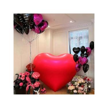 Imagem de 1 balão de coração vermelho extragrande de 152 cm - escolha perfeita para o dia dos namorados, casamentos e festas - decoração de amor de alumínio durável
