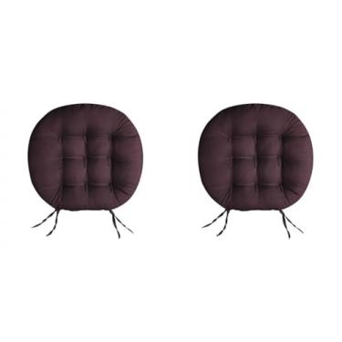 Imagem de Almofada Futon Redonda 9 Furos 40x40 cm almofada para cadeira para Cadeira Banco e Sofá com Amarração Assento Decorativo Confortável Uso Diário(Marrom)