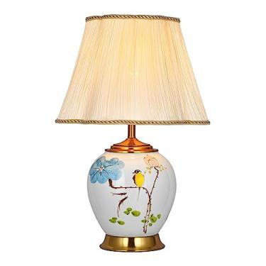 Imagem de Abajur de mesa em porcelana estilo chinês, estilo vintage, em cerâmica, para decoração de quarto/sala de estar. Abajur de cabeceira oriental chinês em vaso de cerâmica.