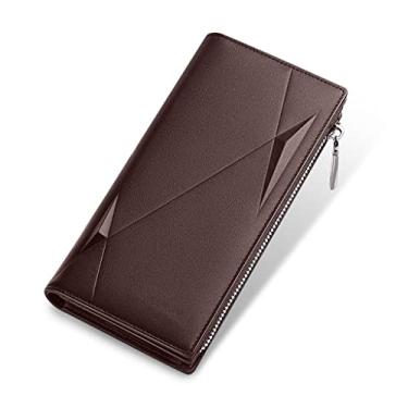 Imagem de Carteira masculina de couro genuíno com zíper bolso para moedas bolsa de embreagem de negócios carteiras masculinas longas masculinas (cor: tamanho C: tamanho único)