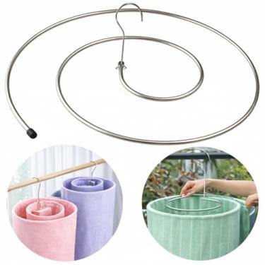 Imagem de Cabide Espiral em Aço Inoxidável, 43cm Diâmetro x 2,2m Comprimento, Cromado, Secagem Rápida, Rotação 360°, Suporta 20kg, 2 Unidades