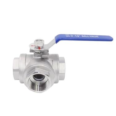 Imagem de 1/2 3/4 1 1-1/4 1-1/2 2 polegadas 3 Way Válvula de esfera rosca de aço inoxidável DN15~50 tipo T tipo L 1 peça (2,5 cm, tipo L)