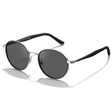 Imagem de Óculos de Sol CARFIA Feminino - Armação Mista Redonda Retrô com Lentes Polarizadas e Proteção UV - Ideal para Dirigir