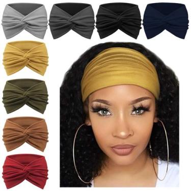 Imagem de Bandanas AQOKKA extra largas para mulheres, turbante antiderrapante x8
