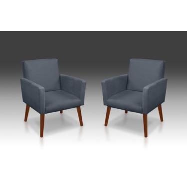 Imagem de Kit 02 poltrona nina suede azul turquesa - modena decor  - CASA DA POL