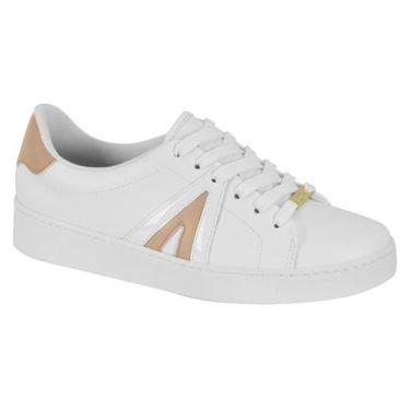 Imagem de Tênis Feminino Vizzano Baixo Casual Confortável Estiloso, Branco, Bege