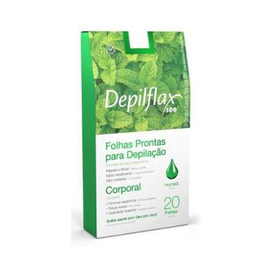 Imagem de Folhas Prontas para Depilação Corporal Depilflax Hortelã 20u