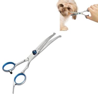 Imagem de Tesoura de Curvatura para Cães e Gatos Aço Inoxidável Retrô Ágil Toalete Pets com Pontas Redondas Alça Ergonômica Lâminas Afiadas Segura Áreas Sensíveis Cortador Pelo Pet Profissional Uso Residencial