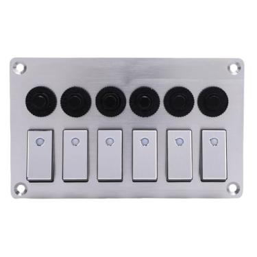 Imagem de Fabater Painel de Interruptor Basculante de Alumínio Com 6 Gangues e Interruptor Com Luz de Fundo Azul Conveniente para Caminhão RV UTV