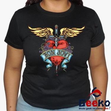Imagem de Baby Look Bon Jovi 100% Algodão - Rock - Geeko, Preto, P