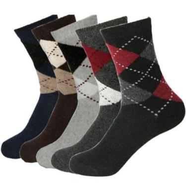 Imagem de 6 Pares Meia  Masculina Quadriculada N 38a46 Masculino Algodão Adulto 