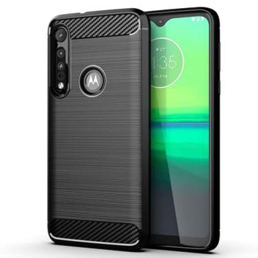 Imagem de Capa para Moto G8 Play Capa,Material de fibra de carbono,Macio antiderrapante,anti-óleo,Proteção total de capa de telefone compatível com Moto G8 Play-Black