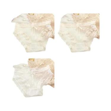 Imagem de Calcinhas De Renda De Algodão Para Meninas Jovens 3PCS Com Laço Sexy L