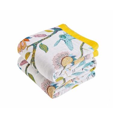 Imagem de Tvqbxp Cobertor Boho 127 x 152 cm, cobertor de outono para cama, colcha de musselina 100% algodão com estampa floral, decoração rústica vintage de casa de fazenda, cobertor de cama reversível para