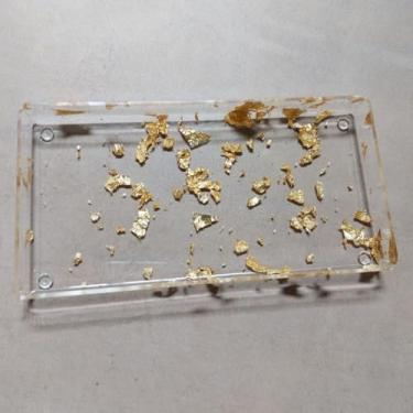 Imagem de Bandeja Decorativa com Folhas de Ouro em Acrilico Cristal 10x20cm