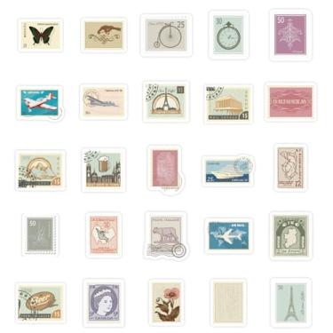 Imagem de Adesivos vintage de selos postais para scrapbook, adesivos de papel decorativo para diário, artesanato DIY, álbum de colagem LCC78-01