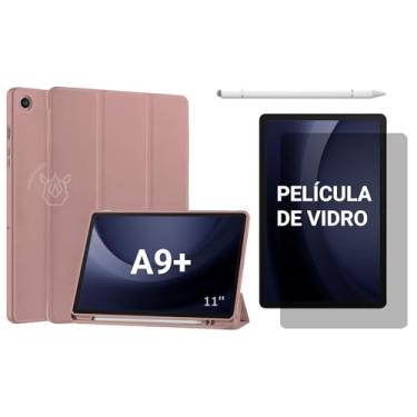Imagem de Capa Smart Cover para Galaxy Tab A9+ 11" (2023), Kit Opcional com Película e Caneta, Magnética com Porta Caneta, Função Liga/Desliga SM-X210/X215/X216 (Dourado-rose, Capa + Película + Caneta PREMIUM)
