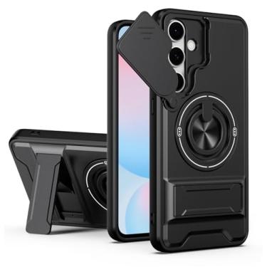 Imagem de SORAKA Capa para Samsung Galaxy S24 FE com suporte,proteção de lente com janela e capa dupla de PC e TPU compatível com suporte magnético para carro