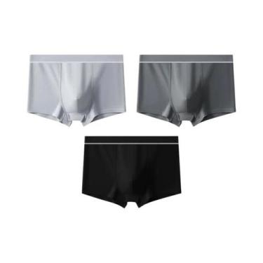 Imagem de Cuecas Boxer Masculinas De Algodão Respirável 3 Peças Esportivas Quadr