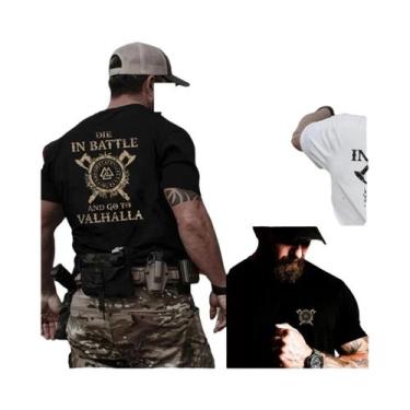 Imagem de Camiseta Tática Masculina De Algodão Solta Com Estampa Militar, Manga 