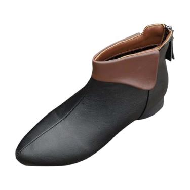 Imagem de Botas femininas casuais de sola macia outono inverno salto grosso zíper tendência atraente, Preto, 38