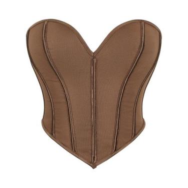 Imagem de Corset Sexy Com Amarração, Top Cropped, Cintura Modeladora, Cinto De C