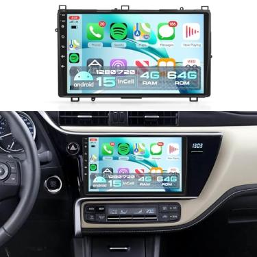 Imagem de Rádio veicular 4 núcleos 4G + 64 G para Toyota Corolla 2017 2018 2019, Android Car Stereo Wireless Carplay, Rimoody 23 cm, tela sensível ao toque, espelho, conexão GPS, Wi-Fi, Bluetooth, FM/RDS EQ-32