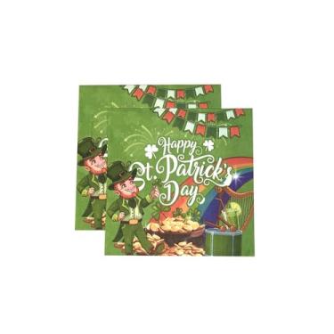 Imagem de Guardanapo de papel descartável feliz dia de São Patrício 40 peças com estampa de sorte, guardanapo de almoço verde para jantar em casa, buffet, utensílios de mesa, artigos de festa, 16,5 cm