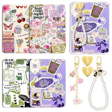 Imagem de 8 peças de inserções de corrente para Kindle inserções de papel cartolina para e-reader, capa transparente, acessórios de decoração fofos, pingentes colorsoft e-reader, capa traseira, inserção para