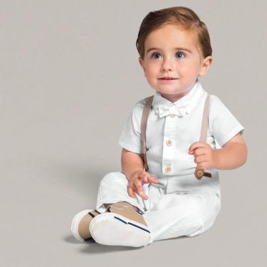 Imagem de Conjunto Bebê Body Tricoline/Calça Sarja Branco Mundi-Masculino