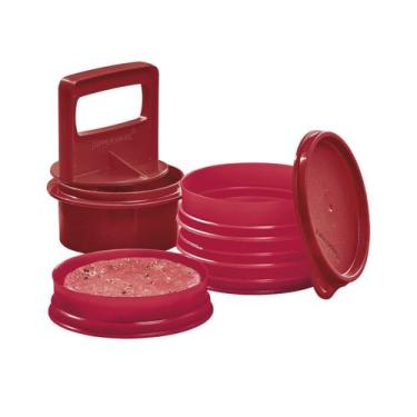 Imagem de Forma de Hamburguer Tupperware Burguer Express, 11,4cm, Vermelho