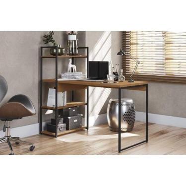 Imagem de Mesa de Escritório Industrial LI010 c/ 3 Prateleiras Canela/Preto Kapp